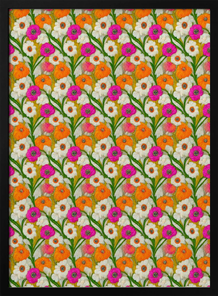 Stitched Flowers Pattern Poster